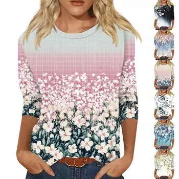 Женский модный повседневный пуловер с воротником три четверти и принтом XL розовый