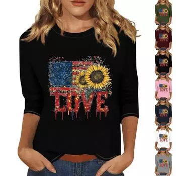 Женский модный повседневный пуловер с воротником три четверти и принтом M