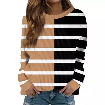 Женский модный повседневный шерстяной трикотажный пуловер с длинным рукавом и круглым вырезом L верблюд