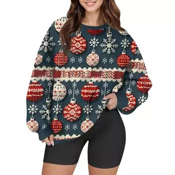 Женский модный повседневный шерстяной трикотажный пуловер с длинным рукавом и круглым вырезом L синий