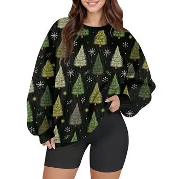 Женский модный повседневный шерстяной трикотажный пуловер с длинным рукавом и круглым вырезом L армия зеленый