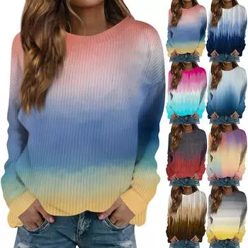 Женский модный повседневный шерстяной трикотажный пуловер с длинным рукавом и круглым вырезом XL