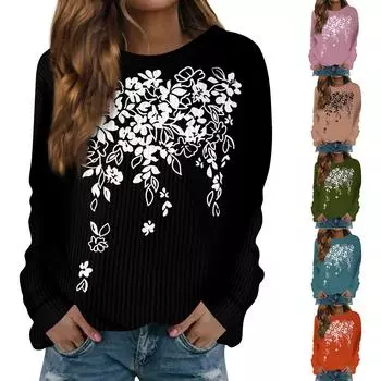 Женский модный повседневный шерстяной трикотажный пуловер с длинным рукавом и круглым вырезом XXXL