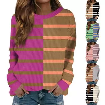 Женский модный повседневный шерстяной трикотажный пуловер с длинным рукавом и круглым вырезом XXL