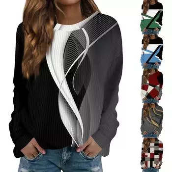 Женский модный повседневный шерстяной трикотажный пуловер с длинным рукавом и круглым вырезом S