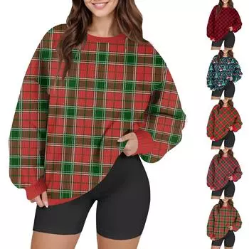 Женский модный повседневный шерстяной трикотажный пуловер с длинным рукавом и круглым вырезом XXXL красный