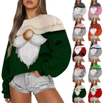 Женский модный повседневный шерстяной трикотажный пуловер с длинным рукавом и круглым вырезом L