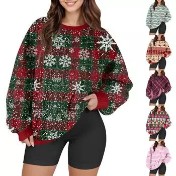 Женский модный повседневный шерстяной трикотажный пуловер с длинным рукавом и круглым вырезом XXL красный