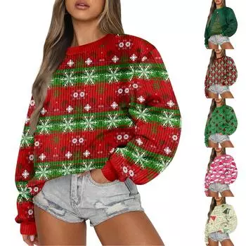 Женский модный повседневный шерстяной трикотажный пуловер с длинным рукавом и круглым вырезом L