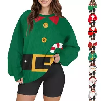 Женский модный повседневный шерстяной трикотажный пуловер с длинным рукавом и круглым вырезом XXL киноварь