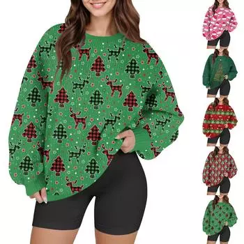 Женский модный повседневный шерстяной трикотажный пуловер с длинным рукавом и круглым вырезом XXL