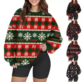 Женский модный повседневный шерстяной трикотажный пуловер с длинным рукавом и круглым вырезом S чёрный