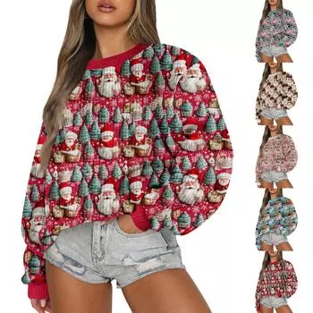 Женский модный повседневный шерстяной трикотажный пуловер с длинным рукавом и круглым вырезом XXL