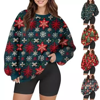 Женский модный повседневный шерстяной трикотажный пуловер с длинным рукавом и круглым вырезом XXXL винный