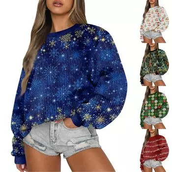 Женский модный повседневный шерстяной трикотажный пуловер с длинным рукавом и круглым вырезом S