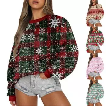 Женский модный повседневный шерстяной трикотажный пуловер с длинным рукавом и круглым вырезом M розовый