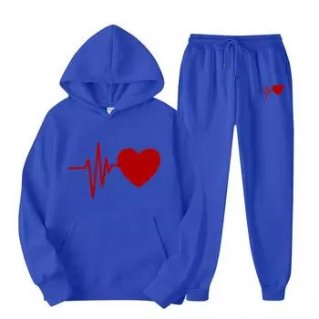 Женский модный повседневный свитер брюки костюм L синий