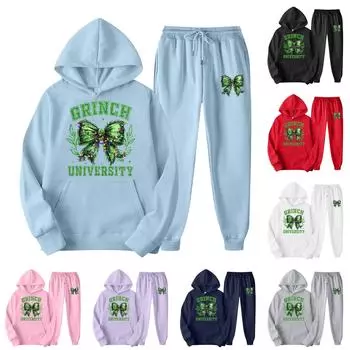 Женский модный повседневный свитер брюки костюм L чёрный