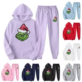 Женский модный повседневный свитер брюки костюм L чёрный