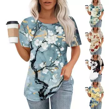 Женский модный повседневный свитер с коротким рукавом и круглым вырезом L циан