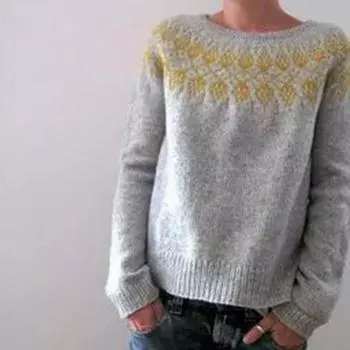 Женский модный повседневный свитер с круглым вырезом и принтом, свободный свитер с длинными рукавами M