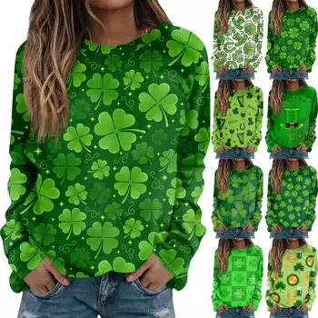 Женский модный повседневный свитер с круглым вырезом и длинными рукавами с принтом S