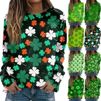 Женский модный повседневный свитер с круглым вырезом и длинными рукавами с принтом L