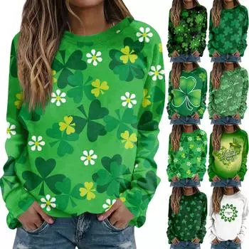 Женский модный повседневный свитер с круглым вырезом и длинными рукавами с принтом L