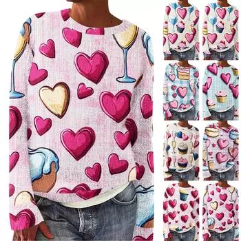 Женский модный повседневный свитер с круглым вырезом и длинным рукавом с милым принтом из шерстяной вязки L бежевый