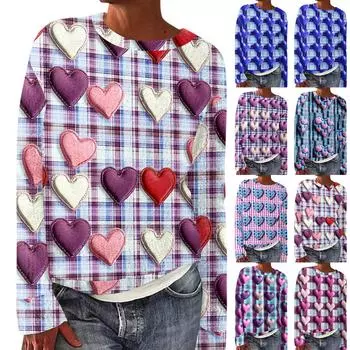 Женский модный повседневный свитер с круглым вырезом и длинным рукавом с милым принтом из шерстяной вязки L синий