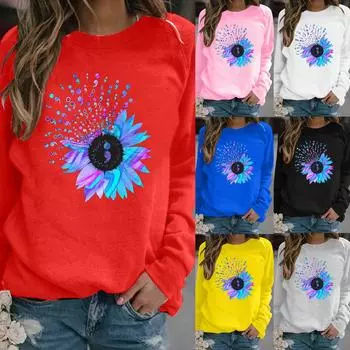 Женский модный повседневный свитер с круглым вырезом и принтом, свободные спортивные топы, пуловер L красный