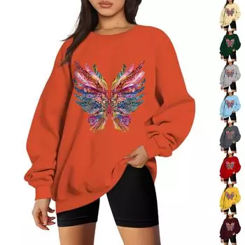 Женский модный повседневный свитер с заниженной линией плеч, длинным рукавом и круглым вырезом XL