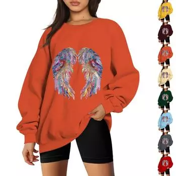 Женский модный повседневный свитер с заниженной линией плеч, длинным рукавом и круглым вырезом L шафрановый