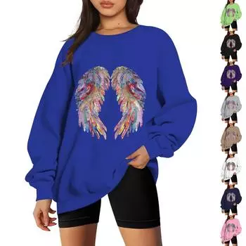 Женский модный повседневный свитер с заниженной линией плеч, длинным рукавом и круглым вырезом L