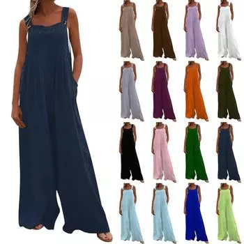 Женский модный повседневный свободный фланелевый однотонный комбинезон с карманами L армия зеленый