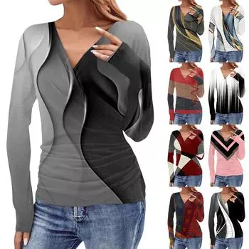 Женский модный повседневный свободный крой, повседневный модный плиссированный топ с v-образным вырезом в сочетании с брюками и юбкой с короткими рукавами XL