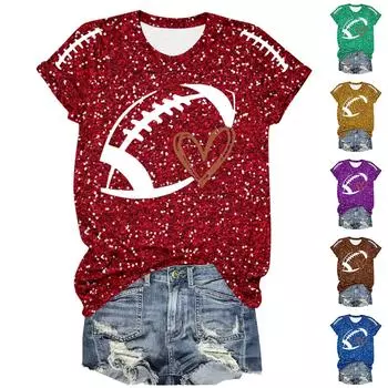 Женский модный повседневный свободный пуловер с коротким рукавом и принтом с круглым вырезом S жёлтый