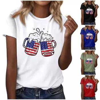 Женский модный повседневный свободный пуловер с коротким рукавом и принтом с круглым вырезом L чёрный