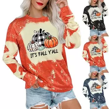 Женский модный повседневный топ с длинным рукавом и принтом на Хэллоуин, топ со снежинкой и круглым вырезом XXL чёрный