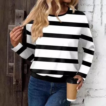 Женский модный повседневный топ с длинными рукавами и принтом, открытыми плечами и круглым вырезом XL