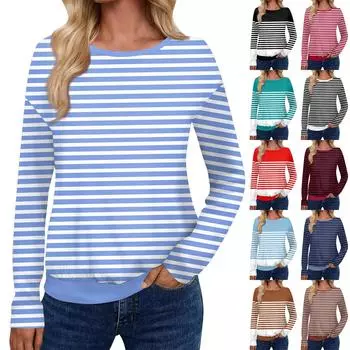 Женский модный повседневный топ с длинными рукавами и принтом, открытыми плечами и круглым вырезом XXL