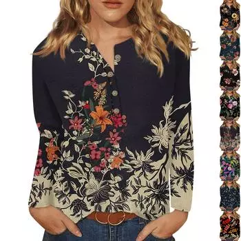 Женский модный повседневный топ с длинными рукавами и пуговицами с круглым вырезом и круглым вырезом XXXXXL розовый