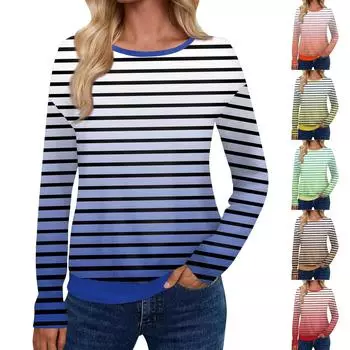 Женский модный повседневный топ с длинными рукавами и принтом, открытыми плечами и круглым вырезом S красный