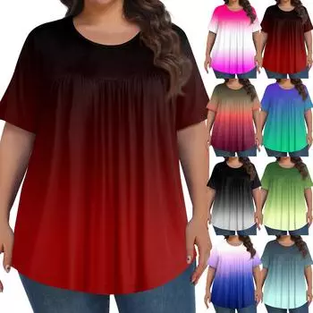 Женский модный повседневный топ с круглым вырезом и короткими рукавами с принтом, женские топы больших размеров L армия зеленый