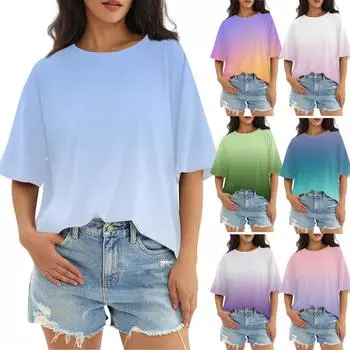 Женский модный повседневный топ с круглым вырезом и тремя рукавами с половиной рукавами L фиолетовый