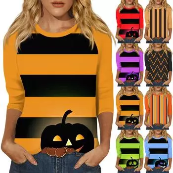 Женский модный повседневный топ с круглым вырезом и рукавом реглан с принтом 3/4 M зелёный