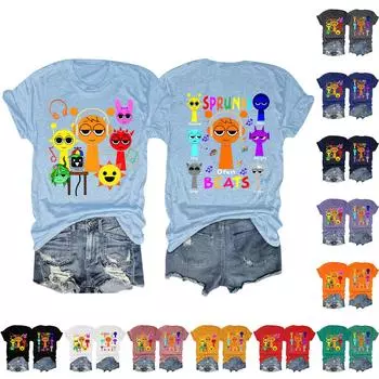 Женский модный повседневный топ с принтом, пуловер с коротким рукавом L чёрный