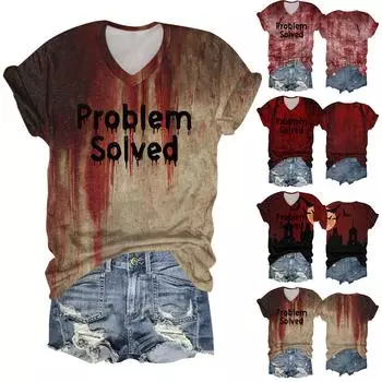 Женский модный повседневный топ с рукавом три четверти, Хэллоуин с буквами, топ с принтом «Призрачное лицо» XXXXXL хаки