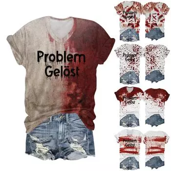 Женский модный повседневный топ с рукавом три четверти, Хэллоуин с буквами, топ с принтом «Призрачное лицо» M хаки