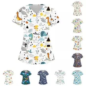 Женский модный повседневный топ с воротником-молнией и мелкими животными принтами L темно-зеленого